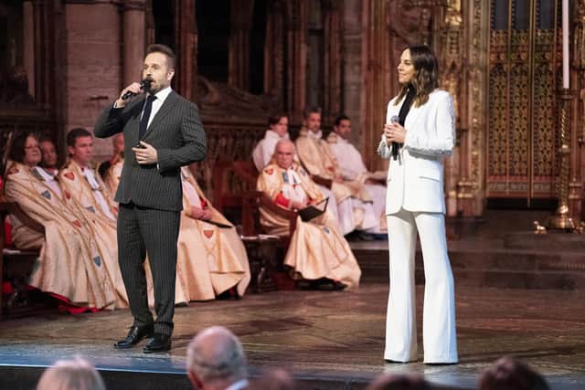 Alfie Boe and Melanie C perform during the 'Together at Christmas' Carol Service at Westminster Abbey on December 15, 2022. (Photo Kirsty O'Connor - Pool/Getty Images)
