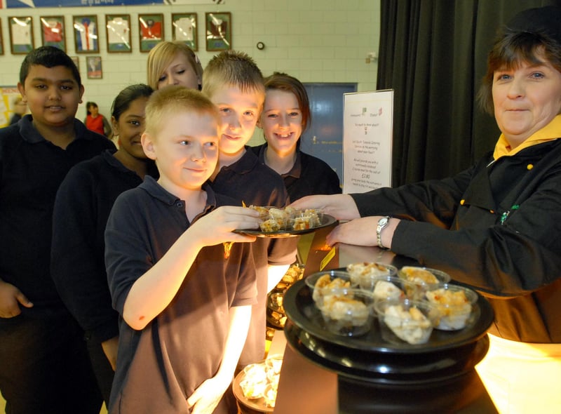 A new menu at Mortimer Community College in 2009. Can you spot someone you know?