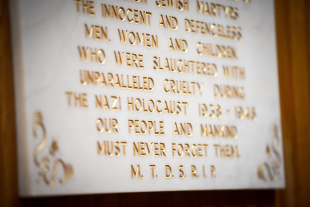 A Holocaust Memorial Day plaque to remember those who lost their lives
