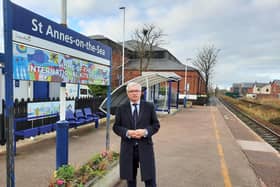 Fylde MP Mark Menzies at St Annes rail station