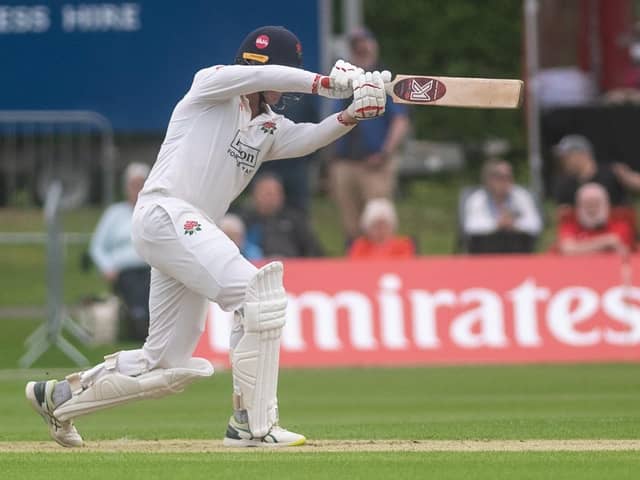 Lancashire's Keaton Jennings was 38 not out at the close on day two at Blackpool Picture: Daniel Martino