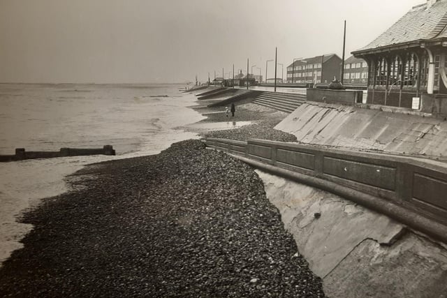 Cleveleys beach in 1974. The caption on the back reads: "Cleveleys foreshore today. It might have presented a different scene and boasted a pier if a couple of schemes had been agreed on."