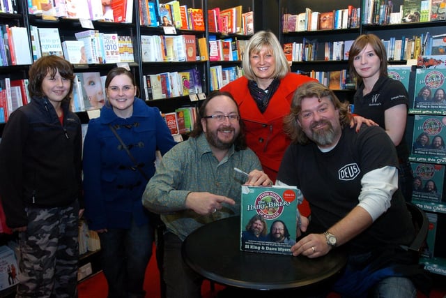 Signing copies of their new book 'The Hairy Bikers Food Tour of Britain' to a 120 of their fans in Waterstones in King Street, Lancaster