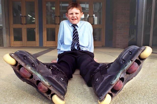 Joseph Diviney, who was ready for a sponsored rollerblade in aid of the Louise Woodward campaign, 1997
