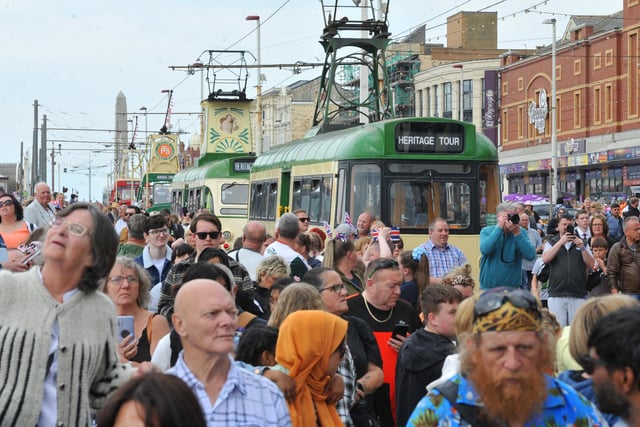 Thousands of people lined Blackpool promenade