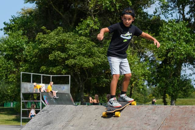 Skateboard fan Faisal Aldougachi on the skatepark in Stanley Park
