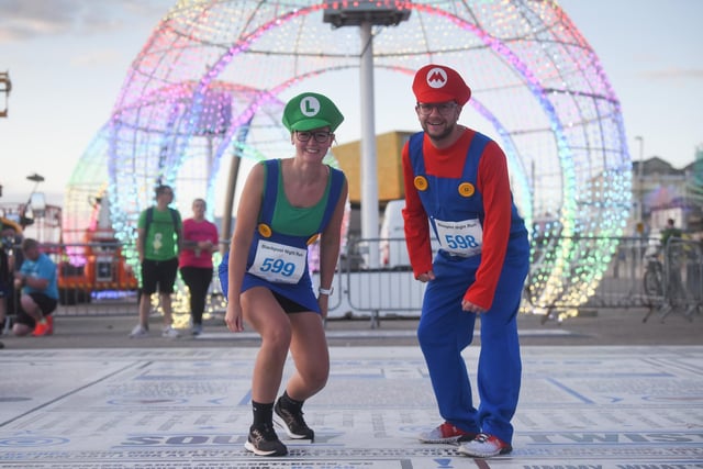 Laura Ellis and Niall Armsden were a distinctive sight in their Super Mario outfits.