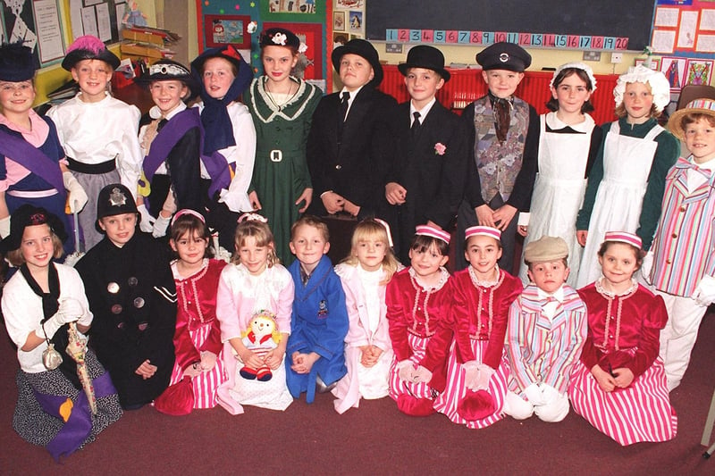 Some of the children in the Shakespeare Primary School performance of Mary Poppins, 1996