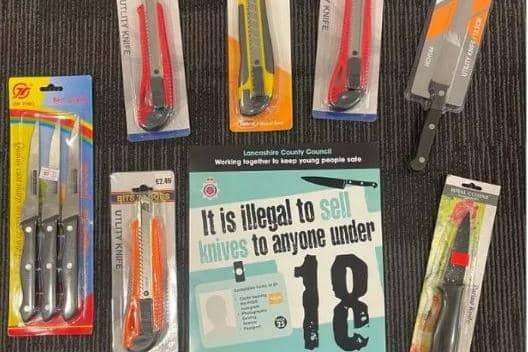 Underage test purchasers were able to buy knives at one in five shops tested during a week-long sting operation across Lancashire