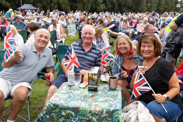 Mark Crosbie, Bob Wolstencroft, Beth Crosbie and Beverley Wolstencroft enjoying the concert at Lytham Hall.