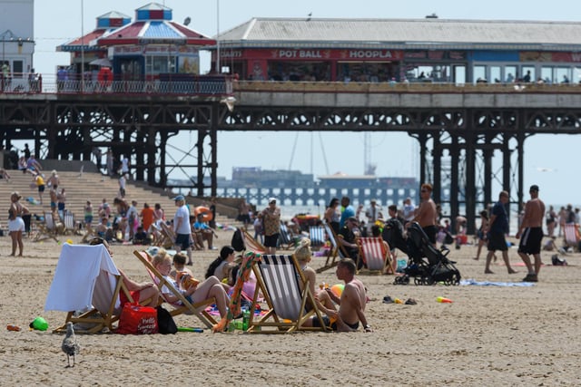 Blackpool beach was a popular destination on the hottest day of the year. Photo: Kelvin Stuttard