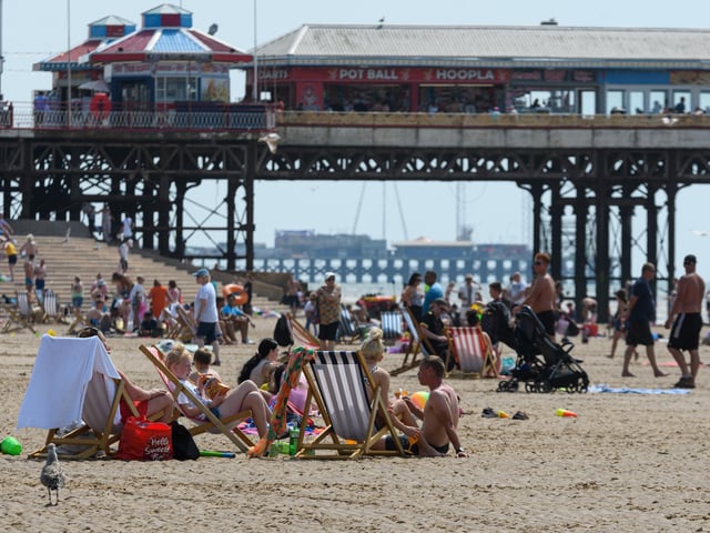 Blackpool beach was a popular destination on the hottest day of the year. Photo: Kelvin Stuttard