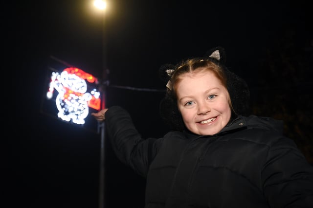 Pictured at the Thornton Christmas Lights Switch On is Amelia Booth, with her winning illumination.