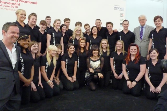 Blackpool and the Fylde College students performing at Vocational Qualification Day with celebrity dancer Arlene Philips