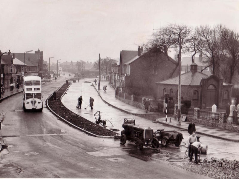 Westcliffe Drive looking towards the junction with Talbot Road and Layton Road. The bus is on the wrong side of the road because of road works.
The Jewish cemetery is on the right