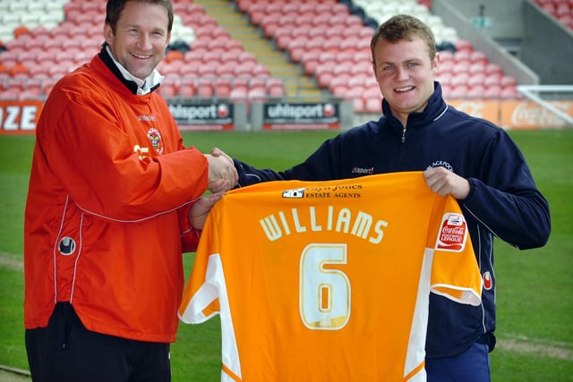 Blackpool FC Manager Simon Grayson welcoming loan signing Robbie Williams to Bloomfield Road. The last club Williams played for was Limerick in 2019