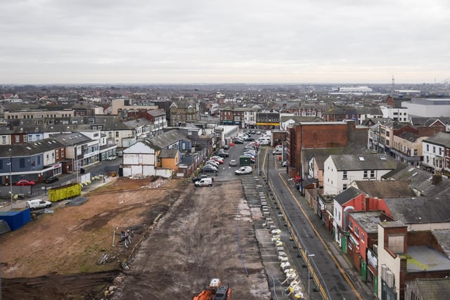 Aerial shot of the King Street site in Blackpool where the new Civil Service office will be situated.