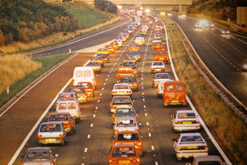 Bank holiday traffic on the M55 in August 1993