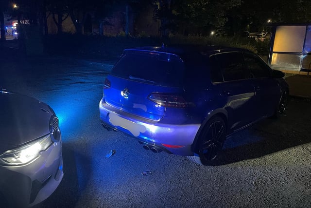 This Volkswagen Golf R was stoped by a road patrol in Blanche Street, Preston after the number plate did not conform to regulations. 
A quantity of drugs were found in the vehicle, and the driver and passenger arrested for possession with intent to supply. The driver also failed a drug test for cannabis.