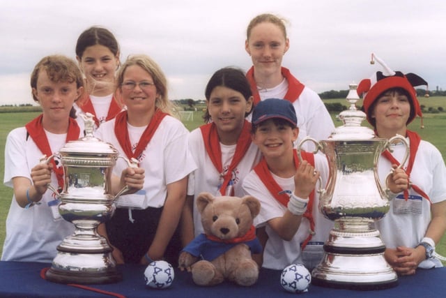 Lancashire West Guides with the FA Cup at Girl Guiding UK Football Festival