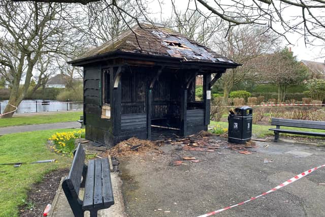 A bus shelter went up in flames in Victoria Road West.