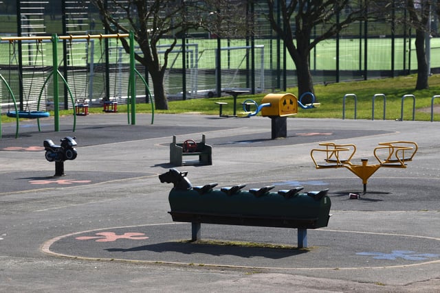 An empty playground at Stanley Park when everything closed down