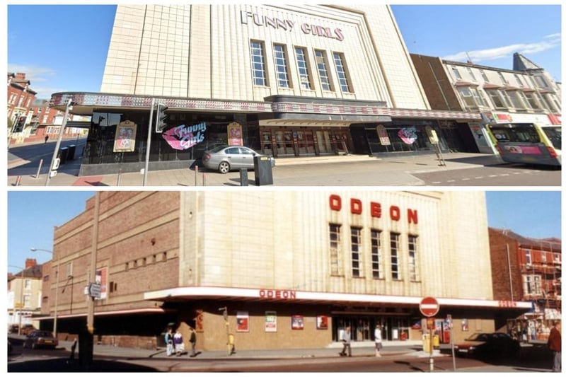 Top picture shows the iconic Dickson Road building as it is today - Funny Girls. And below as the Odeon Cinema
