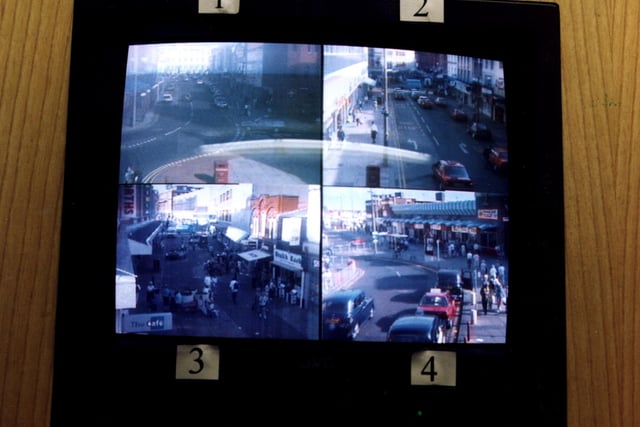 CCTV Control Centre at Blackpool Police Station keeping a watchful eye on the town in 1996