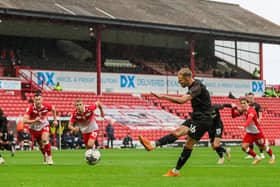 Jordan Rhodes is a trusted penalty taker for Blackpool. The Tangerines have received a good number of penalties this term. (Image: CameraSport)