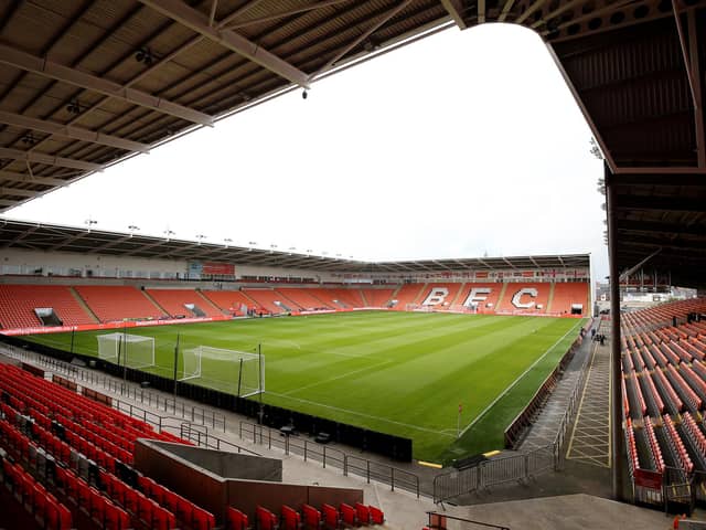 BLACKPOOL, ENGLAND - JULY 27: A general view inside the stadium prior to the Pre-Season Friendly match between Blackpool and Burnley at Bloomfield Road on July 27, 2021 in Blackpool, England. (Photo by Lewis Storey/Getty Images)