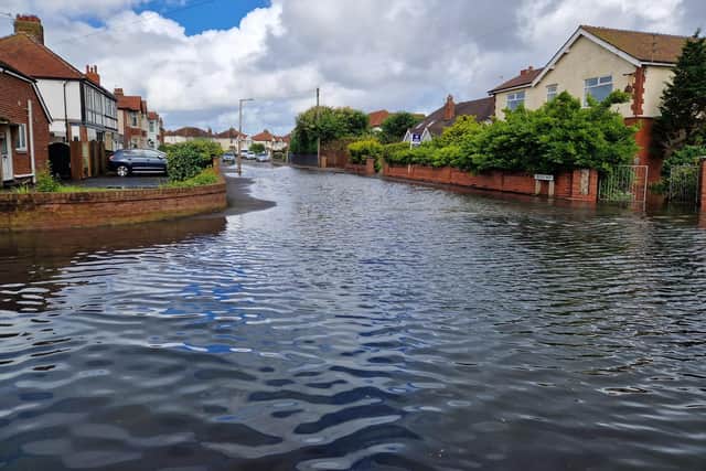Flooding Cross Way, Cleveleys on Monday (June 27)