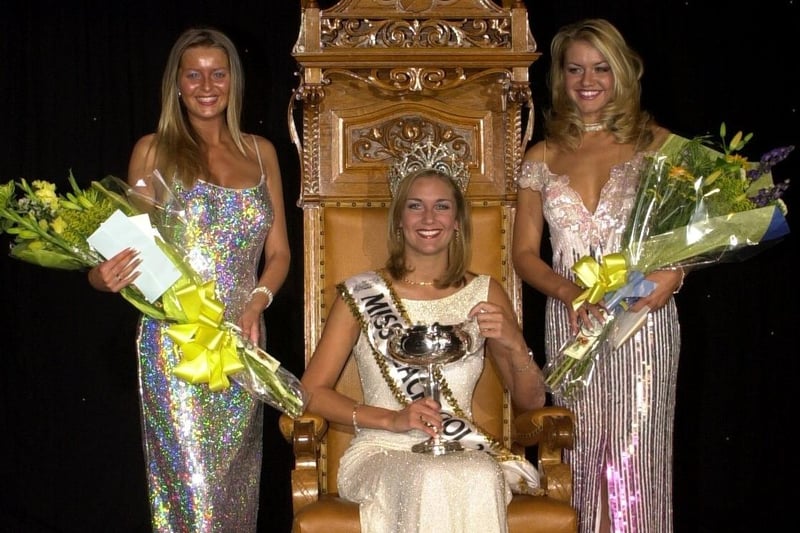 Miss Blackpool Winner Natalie James in 2000. To her right is Joanne Birchall who was second place with Amanda J Hope in third place