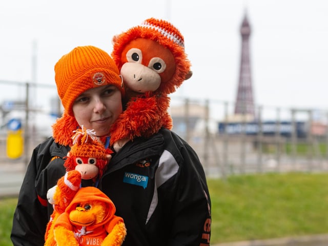 Blackpool fans arrive at Bloomfield Road ahead of the Championship fixture against Burnley. Photo: Kelvin Stuttard