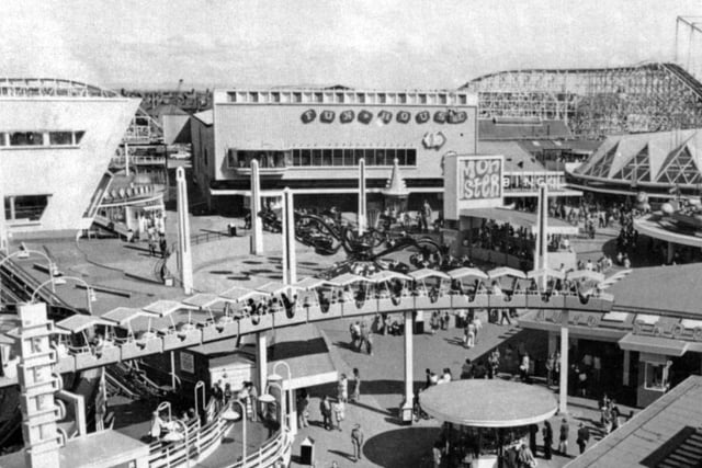 Blackpool Pleasure Beach Fun House in the centre of this picture. Kathleen Hazlewood remembered being able to pay to go on each ride so you could spend as long as you liked in there. "The big wooden slides were fantastic!"