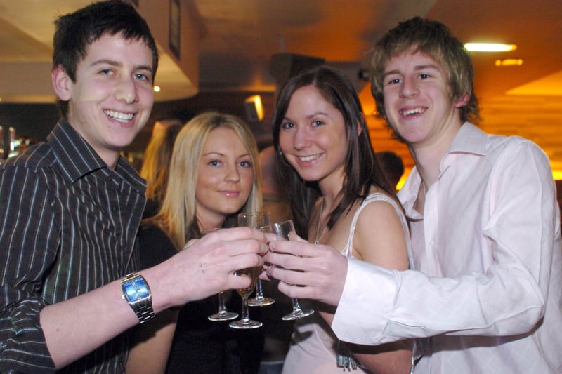 Re-opening of Rumours in Talbot Square. Pictured are Johnny Azern, Rosie Turner, Katie Buckley and Matt Bessent, 2006