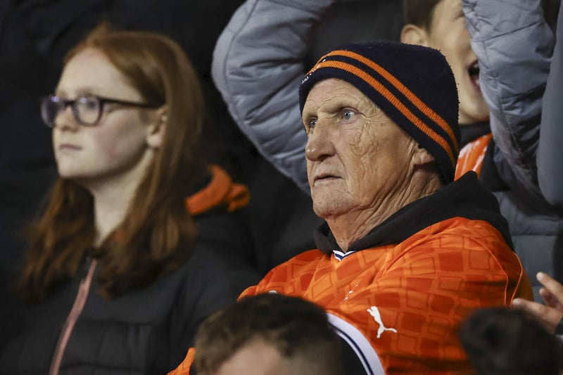 Blackpool fans at Bloomfield Road for the defeat to Derby County.