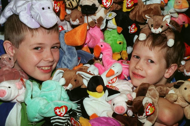 Robert Crossland, who was 9 and his brother 5-year-old Edward, with Beanie Babies back in 1998. The cute toys were a 1990s must have