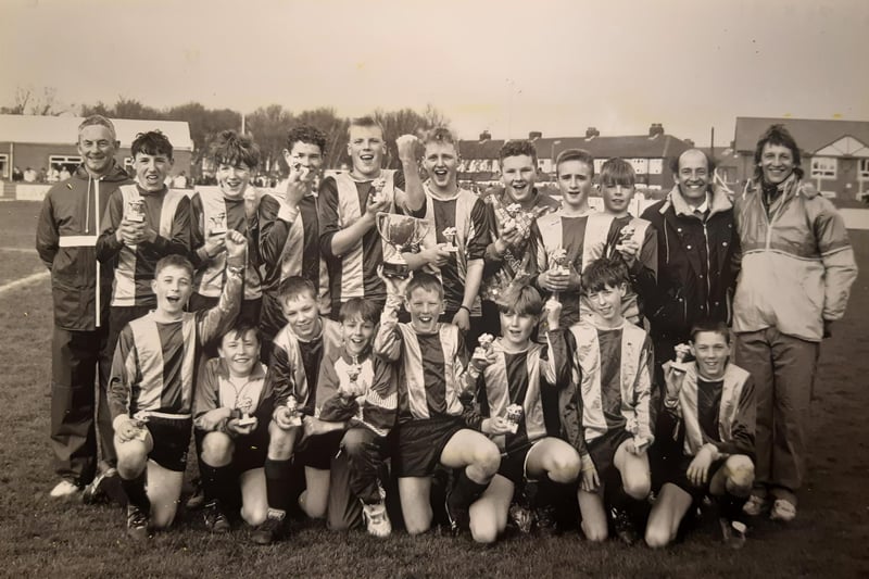 In 1991, Fleetwood High School celebrated double success in Blackpool and District Schools soccer competitions. The U14s (pictured) beat Cardinal Allen to win the Hanslip Cup and the U15s won 2-0 against Millfield in the Blackpool FC Cup