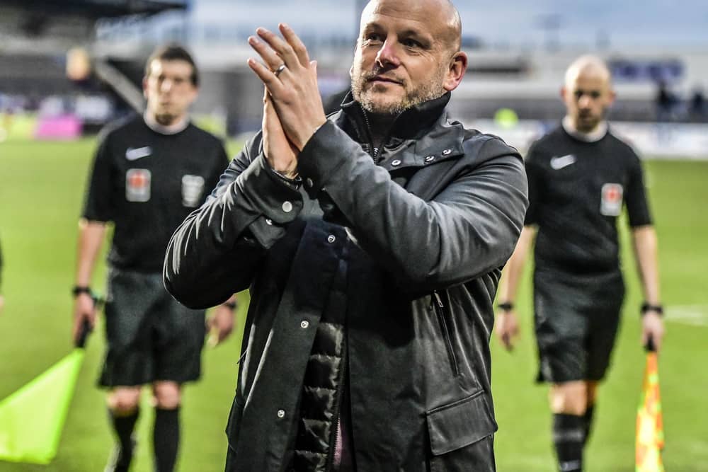 Adam Murray applauds the fans after the victory at AFC Telford United Picture: STEVE MCLELLAN