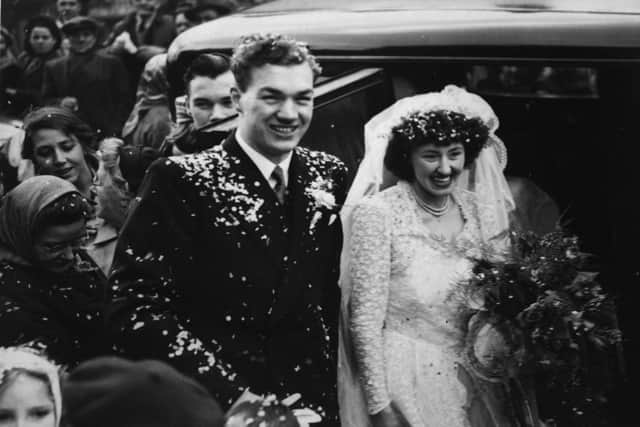 Happy couple John and Kathleen Etty on their wedding day in Batley, in 1950