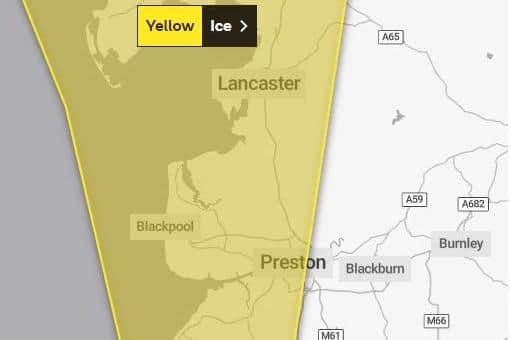 A yellow weather warning for ice was issued by the Met Office as forecasters predicted widespread frosts (Credit: Met Office)