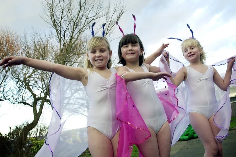 Butterflies Rebecca Smith, Emma Findlay and Amber Peacock from Moor Park Infants School, Blackpool who took part in Schools Alive 2001