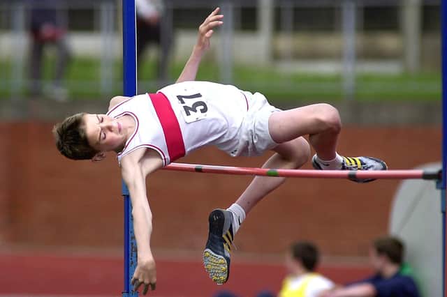 Lancashire county Schools Athletics Tournament at Stanley Park sports centre. Pictured is Adam McKell, 13, from Wyre Athletic Club competing in the high jump