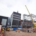 The steel framework starting to go up at the Houndshill Centre extension