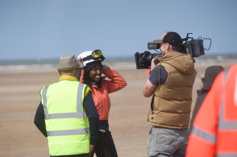 BBC's Blue Peter filming on St Anne's Beach with the St annes Landyacht Club