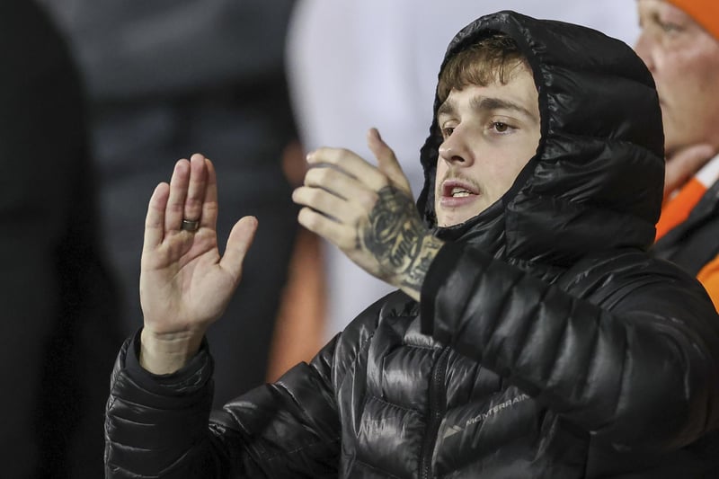 Blackpool fans at Bloomfield Road for the defeat to Derby County.