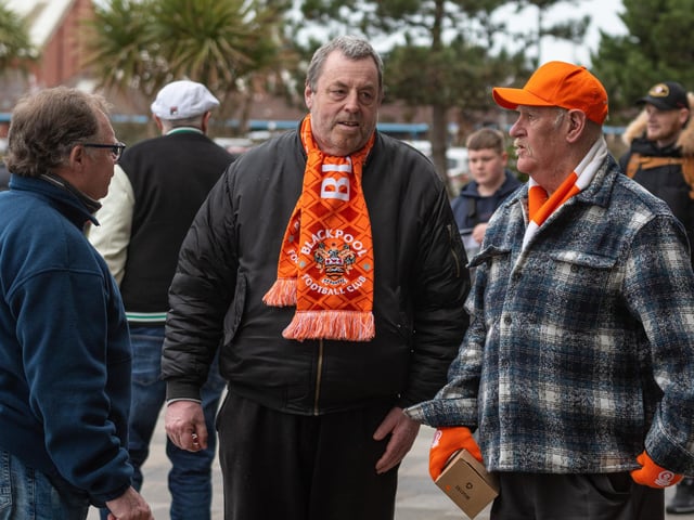 Blackpool fans arrive at Bloomfield Road ahead of the Championship fixture against Burnley. Photo: Kelvin Stuttard