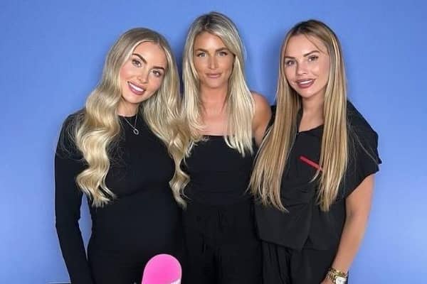 Claudia Fogarty with the Nip, Tuck, Not Giving A' hosts, Ashley Stobart (left) and Lauren Harris (right). Credit: niptuckpod on Instagram