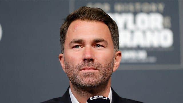 The site features clips of sports promoter Eddie Hearn.