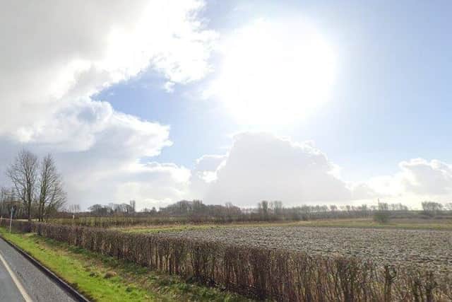 Part of the proposed solar farm plot, off the A584 Preston New Road, close to Clifton Business Park (image: Google)
